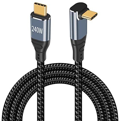 Maxhood USB C to USB C Cable 90 Degree 240W, Type C to Type C Cable, PD 3.1 Up Down Angle With E-Mark Chip for MacBook,Galaxy S20,SSD