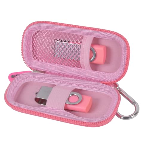 USB Flash Drive Case, SD Card Holder Compatible with Thumb Drive, Memory Cards, SDXC SDHC Storage Bag, Electronic Accessories Organizer for SanDisk for Samsung for Inland (Pink)