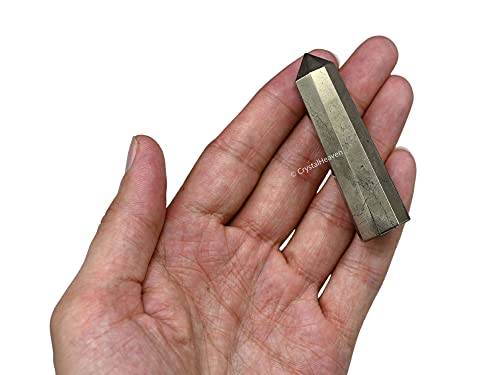 Image of Crystal Heaven Certified Pyrite Crystal Tower Obelisk Point For Chakra, Healing & Balancing-Aaa Grade Original Certified Gemstone Agate For Reiki Meditation Yoga Spiritual (2-3 Inches)