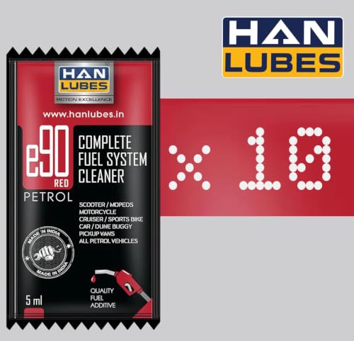 Image of Petrol Fuel Additive for Car & Bike | Mileage Booster & Injector Cleaner | Improves Pickup & Engine Smoothness | E20 Compatible Petrol Treatment | Han Lubes E90 (5ml x 10 Sachets)