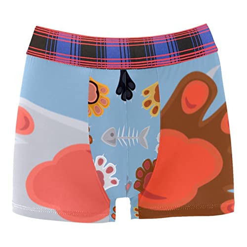 Cats Playing Rock Paper Scissors Pattern Men's Breathable Trunks Underwear Personalized Boxer Brief Multicolor #TOP26