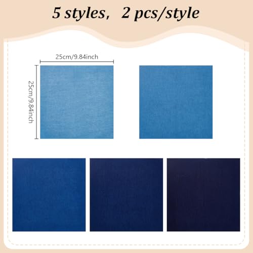 FREEBLOSS 10 Stück 25cm Sashiko Stoffe Sashiko Ausbesserungsset Patchworkstoff Baumwollstoff Quiltstoff Vorgeschnitten Zum Nähen Quilten Sashiko Zubehör Stoffquadrate