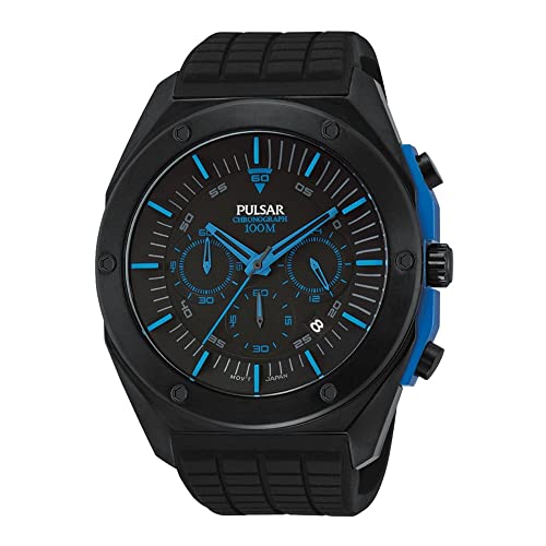 Pulsar Homme Chronographe Quartz Montre avec Bracelet en Silicone PT3465X1