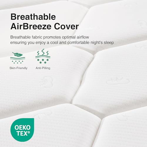 Novill 6/8 Inch Foam and Spring Hybrid Mattress, Queen Mattress in a Box, Medium Support, CertiPUR-US Certified Foam & Steel Coils, Durable Design, Guest and Youth Bedroom, Eco-Friendly Packaging