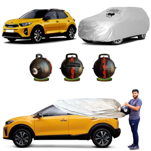 Image of CARBLAZER Portable & Semi-Automatic Full Body Car Covers - Heavy Duty Device | Dust Proof | UV Safe | Water Resistant | Anti-Theft & Scratch Proof Covers, Compatible for Ford Figo - Silver