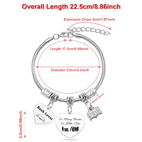 Book Lover Gifts for Women Book Bracelet Reading Gifts for Book Lovers Reader Gifts Daughter Birthday Gifts from Mom Granddaughter Gifts from Grandma Coworker Gifts Friendship Gifts from Sister3