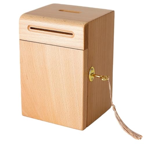 SIzlaho お子様にも大人にも使える無垢材の貯金箱。小銭の貯金や誕生日プレゼントに最適です。木製で鍵付きの貯金箱です。 (ブナ材の貔貅(ひきゅう)デザインの貯金箱)