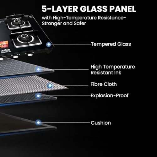 INALSA Premium Slim Gas Stove 4 burners Glasstop ≈77cm|6Yr Warranty on Glass & 2Yr on Burner|8mm Toughened Glass|Commercial Brass Burner|LPG... - Image 6