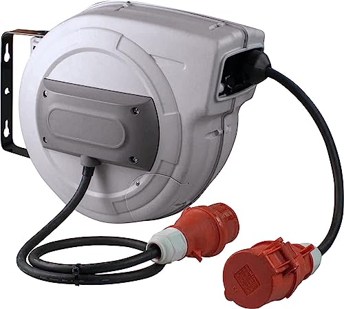 as - Schwabe Automatik CEE Kabeltrommel 10 m 180 schwenkbar Wand- oder Deckenmontage Leicht abnehmbar und mobil verwendbar 400 V 16 A 7 kW 5-polig IP44 Außen