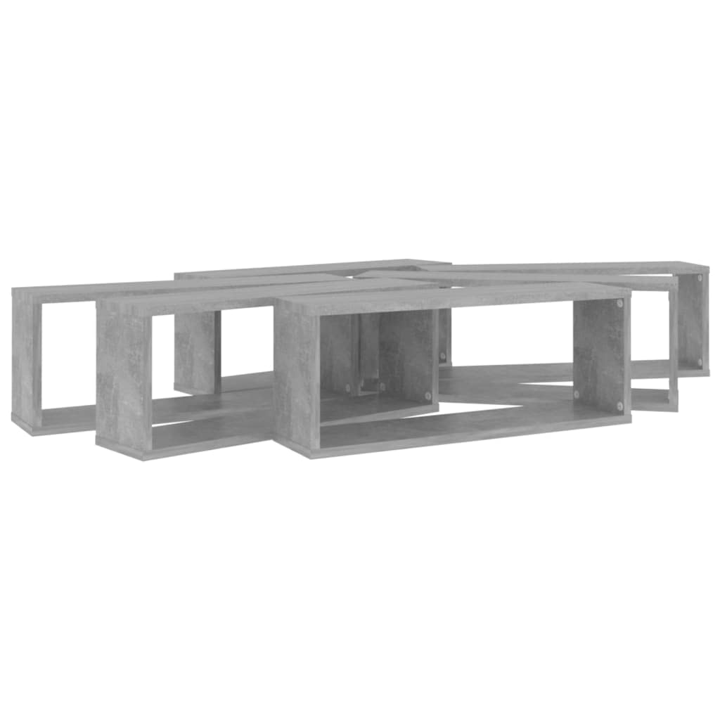 vidaXL 6X Würfelregal Wandregal Hängeregal Cube Lounge CD Regal Dekoregal Bücherregal Schweberegal Wandboard Regalwürfel Betongrau 60x15x23cm Holzwerkstoff