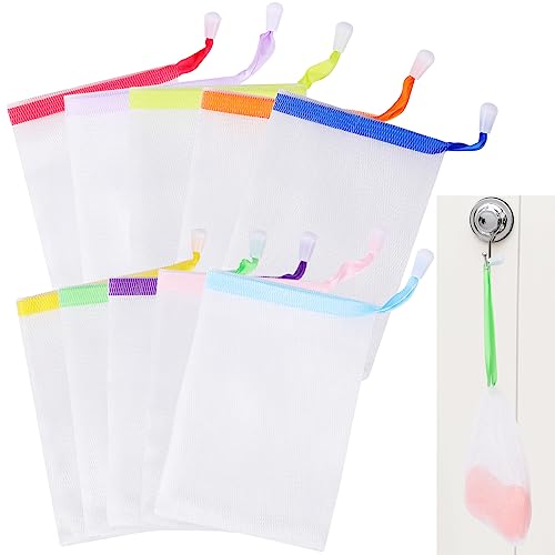 10 sacos de sabão de nylon para limpeza facial, rede de sabão, rede de sabão, saco de malha de espuma, saco de malha para banho e limpeza facial