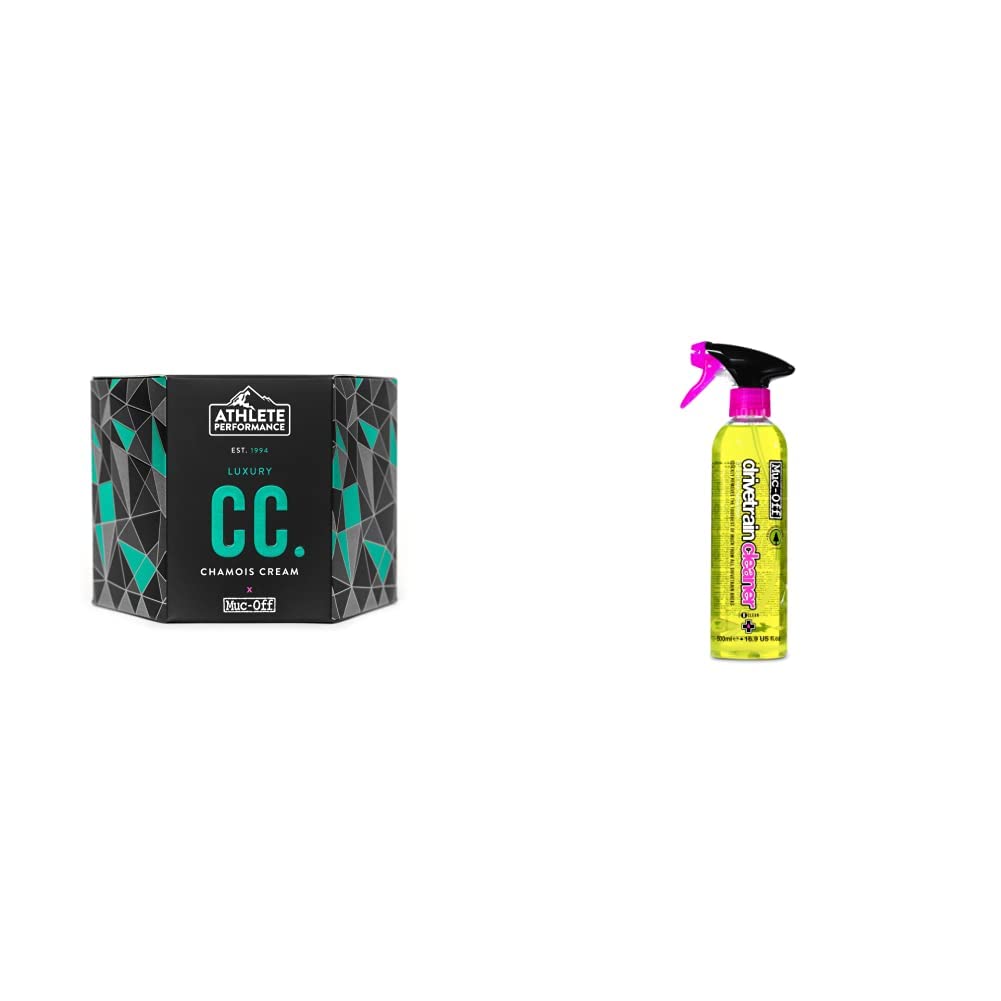 Muc Off MUC339 Camoscio Crema per Pad, 250ml Volume & Bio Drivetrain Cleaner, 500 ml Spray Pulisci Catena Bici e Sgrassatore Catena Bici Efficace e Biodegradabile