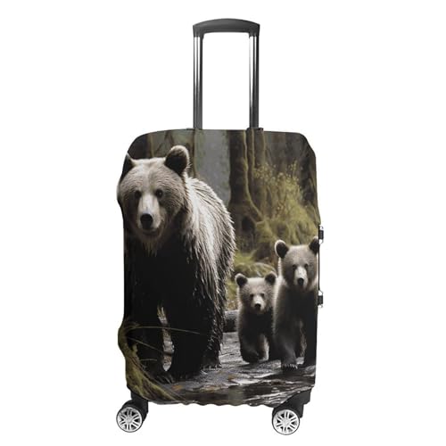 Mother Bear And Her Luggage Covers Elastic Suitcase Cover Protector Cute Travel Suitcase Protector Anti-scratch Fits 19-32 Inch Luggage L