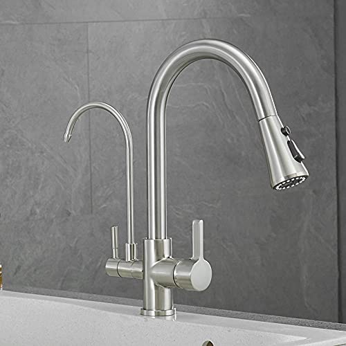 Paire de robinets d'évier de cuisine mélangeurs à double sortie eau pure