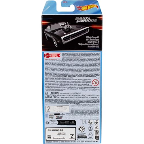 Hot Wheels Fast & Furious Spielzeugautos, Set aus 5 Die-Cast-Fahrzeugen im Maßstab 1:64, inspiriert von und bekannt aus der Filmreihe, JDR19 – Ansicht 6
