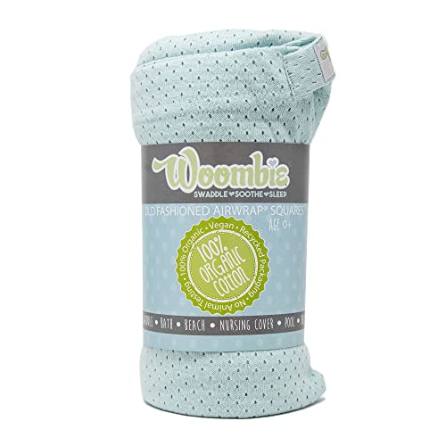 Image of Woombie AirWrap Organic Swaddle - Old Fashioned Receiving Blankets for Babies - Lightweight, Vented Design, Minty, 44 x 44 in.