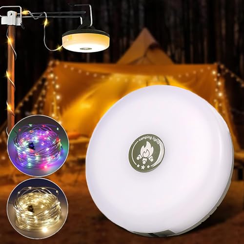 Outdoor Lights String, 32.8ft Portable Camping Light String for Indoors and Outdoors with RGB and Warm Light, USB Rechargeable Waterproof Lighting, Fairy Lights for Christmas Decoration.