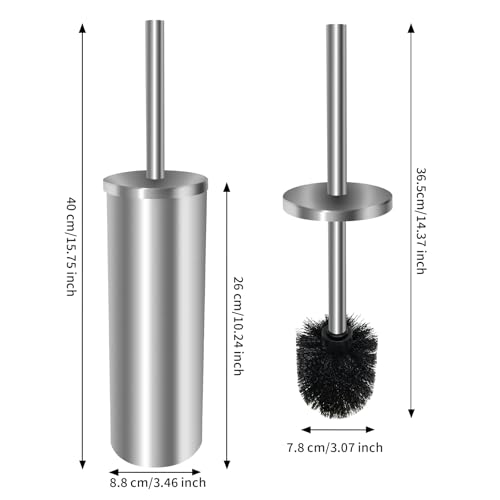 Image of Stainless Steel Toilet Brush with Holder Set for Bathroom Storage and Organization Toilet Bowl Cleaner Brush and Holder (1, Silver)