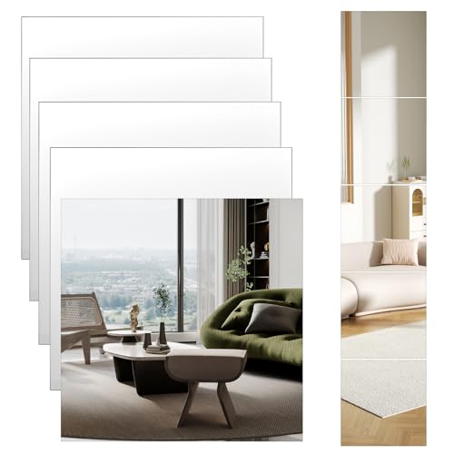 YITYDaMai 5 Pcs Espejos Adhesivos de Pared, Pegatinas Espejo Adhesivo Pared, Espejo Adhesivo de Armario, Espejos Decorativos en Acrílico Flexible para Baño Sala de Estar Dormitorios(20x20cm)