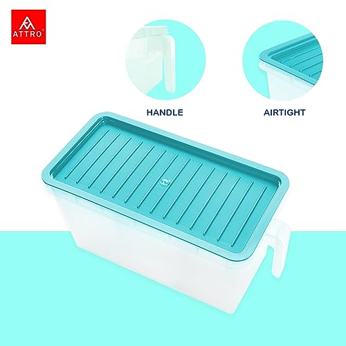 Image of Attro Air Tight Food and Storage Container 3 Detachable Small Storage Boxes with 1 lid Used to Store 3 diffrent Food Items in a 1 Box BPA Free, Food Grade,Freezer Safe, 5000ml-Light Blue