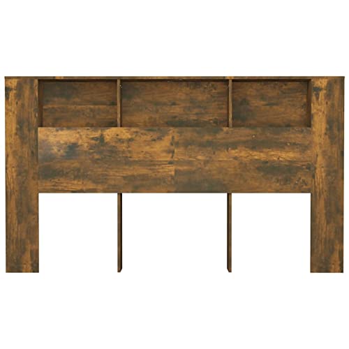 Norheim Tête de lit avec Rangement,Tete de lit Bois,Design Mural,Espace de Rangement,Parfait pour n'importe Quelle Chambre,Chêne fumé 180x18,5x104,5 cm Cover
