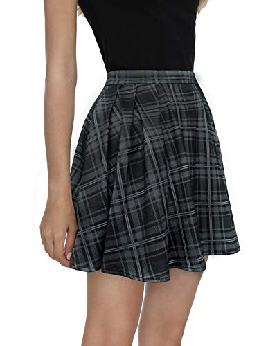 Urban Coco Women Plaid Pleated Mini Skater Skirt High Waisted School Skirt thumb #2