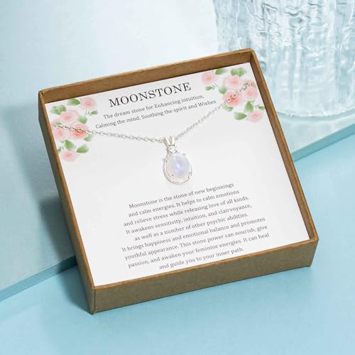 AnotherKiss New Beginnings Gifts Moonstone Necklace for Women, Sterling Silver Moonstone Jewelry, Divorce Gift, Healing Gift, New Job, Sobriety Gifts for Women4