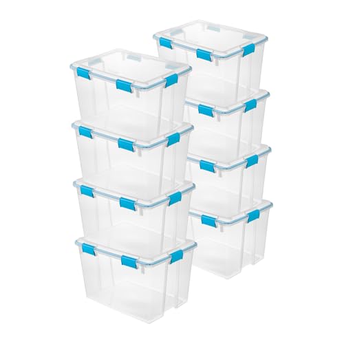 Image of Sterilite Gasket Storage Box with Lids for Home & Office, 80 Quart, 8-Pack