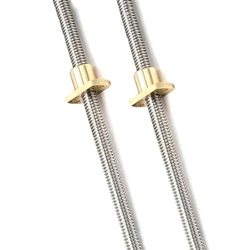 Threaded Backlash 2pcs 525mm Length Tr8x8 Lead Screw 2mm Pitch 8mm Lead Stainless Steel Full Thread Screw T18 Trapezoidal Rod with Brass Nut Screw trapezoidal