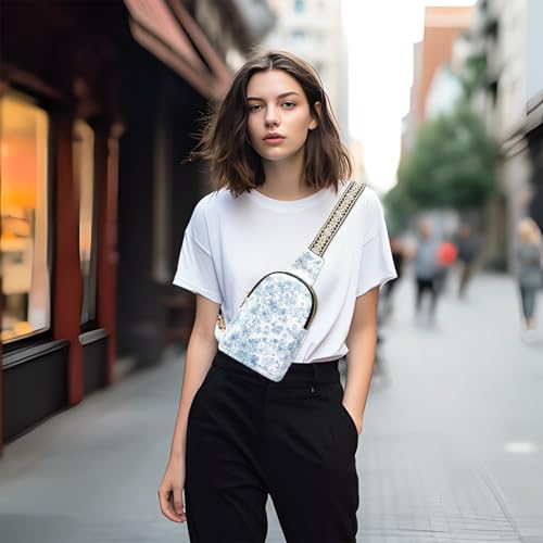 Bolso bandolera pequeño azul y blanco para mujer miniatura 6