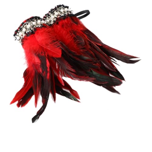 MWOOT 1 Paire Poignets Plumes Naturelles, Poignets Dentelle Faits Main Accessoire Déguisement Femme, Bracelet Plumes pour Bal Mardi Gras, Bracelets Poignet...