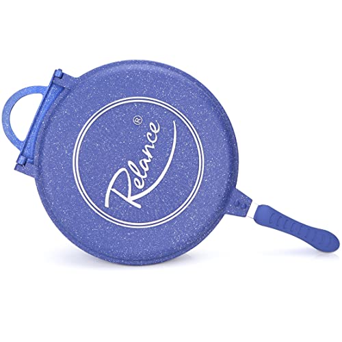 Relance Balzano- Double sided and 2 in 1 Grill pan, saute pan, fish pan, with pressure function and non stick coating in Blue granite