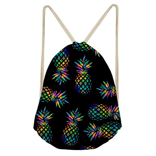Dellukee Drawstring Backpack Girls Pineapple Pattern Outdoor Sport Travel Gym Workout Bag One_Size