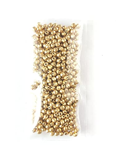 Scara Beads 600Pcs 3Mm Czech Glass Beads Faceted Round 1/2 Mass Color: Pale Gold #TOP5
