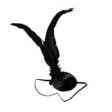 Sultry Black Feather Plume Pirate Queen Sequined Eye Patch