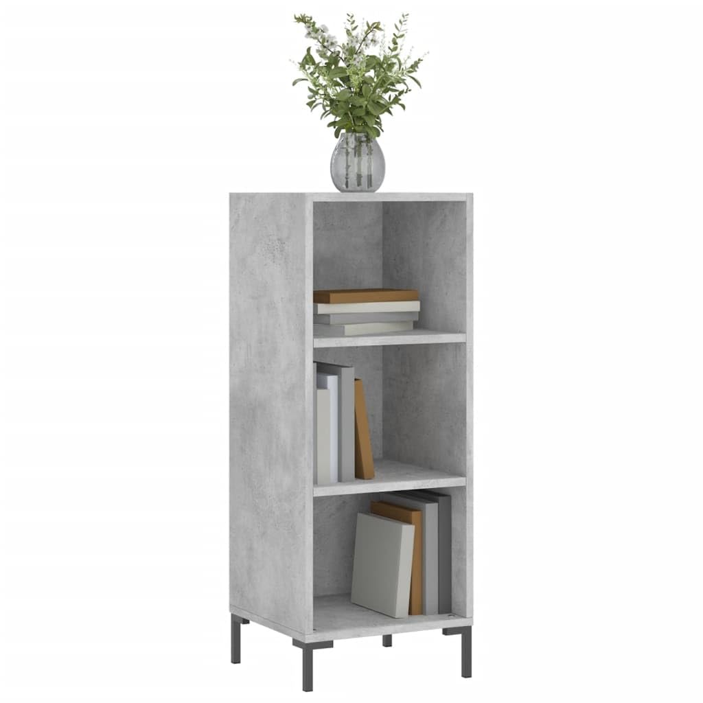 Sideboard Betongrau 34,5x32,5x90 cm Holzwerkstoff mit viel Stauraum für Wohnzimmer Esszimmer Flur Büro und Küche, platzsparend, mit Tür Schubladen Fach Ablage und Wandhalterung