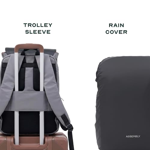 Image of Assembly Arto Laptop Backpack for Men Women 15.6 Inch Quilted Office Travel Bag with Trolley Sleeve Business Travel Bag