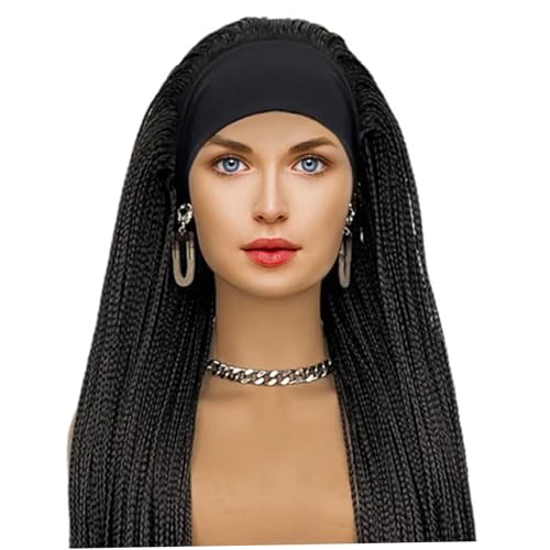 Perruque bandeau tressé et perruques tressées à trois brins longues 26 pouces pour femmes noires
