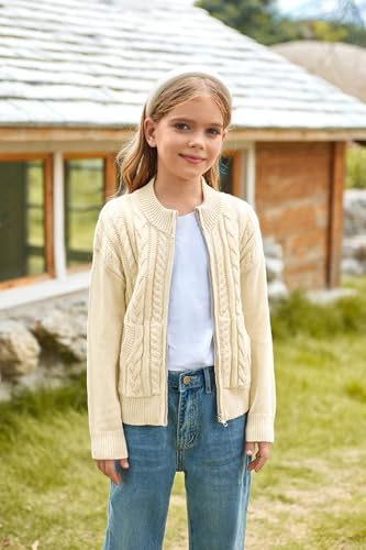 Image of GRACE KARIN Girls Knit Cardigan Sweater Zip Long Sleeve Kids School Uniform Fall Jacket Size 6-14
