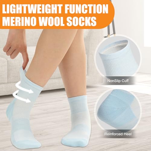90% Merino Wool Socks for Men Women, Soft Thin Ankle Socks for Athletic Running Hiking Cycling 3 Pairs4