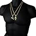 L2JK Men's Gold Plated Hip Hop Retro 11 Shoe Collection & Cz Basketball Pendant 4mm 24