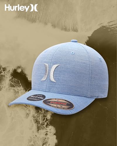 Image of Hurley Mens Baseball Cap - Moisture Wicking Curved Brim Flexfit Fitted Hats for Men with H2O-Dri Sweatband (Sizes: S-XL)