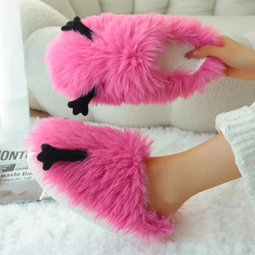 Fuzzy Faux Fur Slippers Women Men Faux Fur Slip on Slides Outdoor Funny Slippers Non-Slip Warm Home Sandals Shoes3