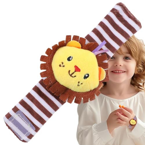 Sonajeros de muñeca para bebés, Sonajeros de muñeca para animales - Juguetes suaves para pies de bebé de animales de dibujos animados - Divertido sonajero de pulsera de mano para brazo de bebé, juguet
