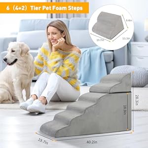 Dog-Stairs-for-High-Beds-28-inch-Height-Pet-Stairs-for-Small-Dogs-Extra-Wide-Foam-6-Tier-Dog-Steps-Non-Slip-Dog-Steps-with-Removable-Cover-Grey-Pet-Ramps-for-Injured-Dogs-and-Older-Cats - Cucciolini Doodles   Dog-Stairs-for-High-Beds-28-inch-Height-Pet-Stairs-for-Small-Dogs-Extra-Wide-Foam-6-Tier-Dog-Steps-Non-Slip-Dog-Steps-with-Removable-Cover-Grey-Pet-Ramps-for-Injured-Dogs-and-Older-Cats