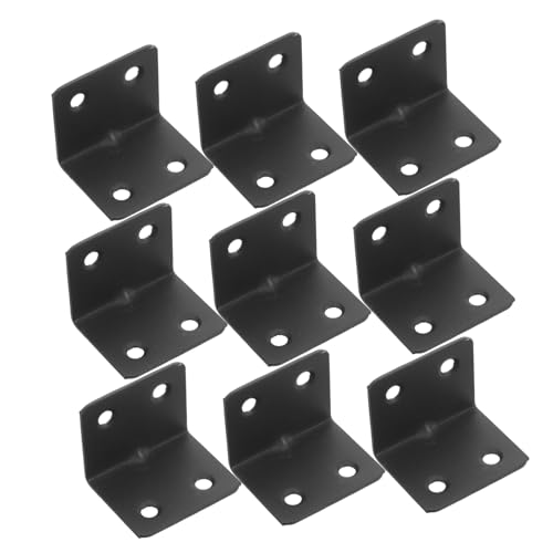 Generic 10pcs cabinet corner bracket Corner frame iron metal joint fastener bracket connector shelf bracket small table corner brace black wall bracket small corner, 3.30X3.00X3.00CM
