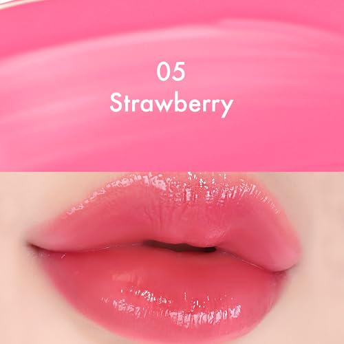 Image of Amuse SEOUL Daisy Flower Dew Tint (05 STRAWBERRY) - Glossy Moisturizing Lip Stain, Watery Glow Lip Tint, Long Lasting Color, Dewy Finish, Vegan, Korean Beauty Makeup