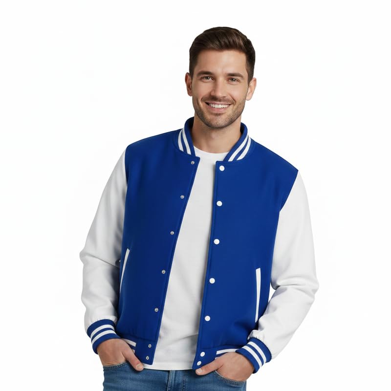 drobe Solid Long Sleeves Baseball Varsity Jacket For Adult/Mens/Boys-picture-53