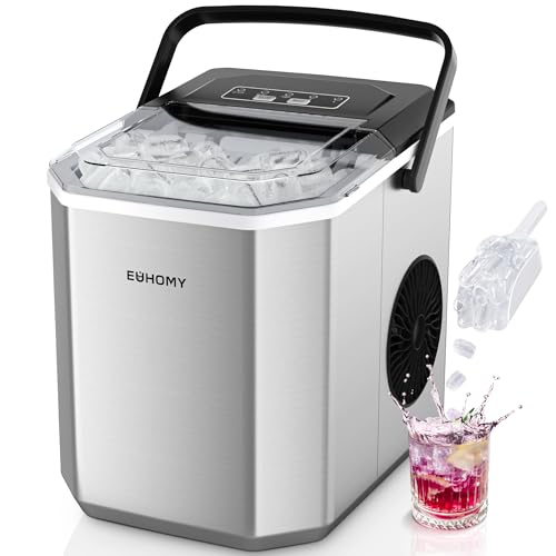 EUHOMY Eiswürfelmaschine, 9 Würfel in 6 Min, Bullet-Eismaschine, 2 Würfelgrößen,...