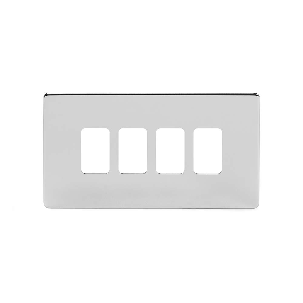The Soho Lighting Company Soho Lighting Polished Chrome 4 Gang Grid Plate Screwless